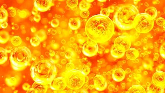 金色背景与大、小黄金气泡油内黄金液体广告项目油蜂蜜啤酒果汁或其他变种