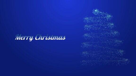 蓝色背景圣诞快乐星空圣诞树4K库存视频