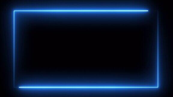 蓝色霓虹框架边缘与阿尔法通道背景4k光帧渲染