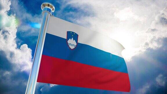 4K斯洛文尼亚旗-可循环股票视频