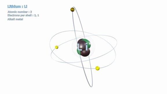 有3个电子无限轨道旋转的锂原子