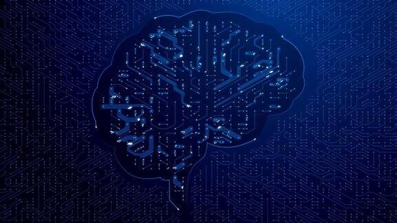 大脑电路板显示人工智能大脑或深度学习大脑