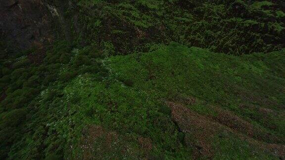 鸟瞰图飞行山丘陵地形自然地质形成覆盖着绿色草