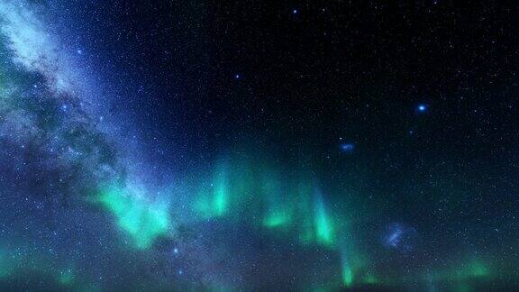 北极光在星空下的时间间隔为4K