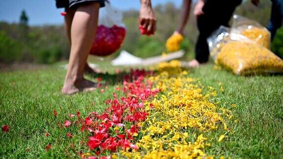 清明节时在墓前撒上花瓣
