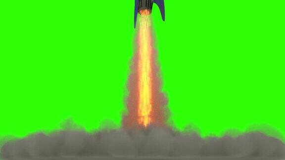 火箭发射动画绿色背景的3D动画