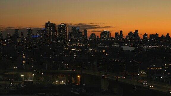 纽约市布鲁克林区黄昏景观