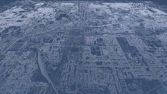 亚特兰大大型建筑的3D循环动画