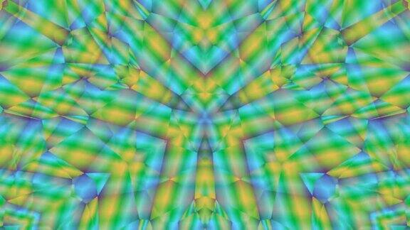 万花筒马赛克低聚背景动画几何设计多边形图案运动图形抽象纹理蓝绿黄紫连续视频无缝循环屏幕保护程序