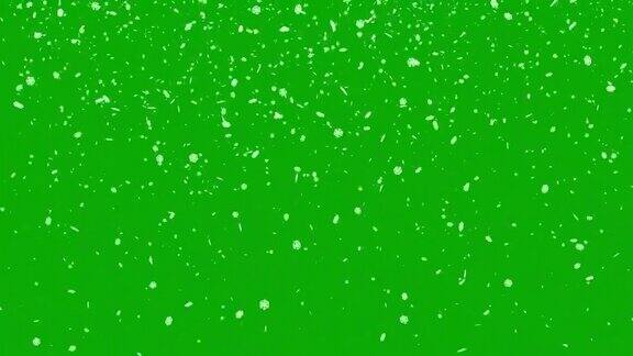 飘落的雪花运动图形与绿色屏幕背景