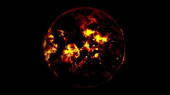 闪烁在漆黑的星星上黑星或行星灾难的未来概念旋转球体与火焰闪烁这张照片的元素是由美国宇航局提供的