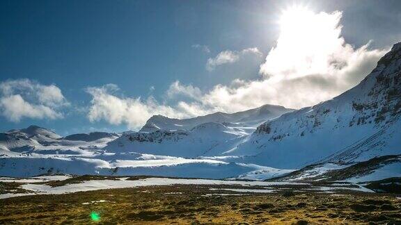 4K延时:山脉Snaefellsnes半岛瀑布景观冰岛