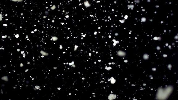 超级慢动作高清-雪落在黑色