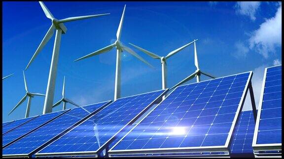 利用风力涡轮机和太阳能电池板发电