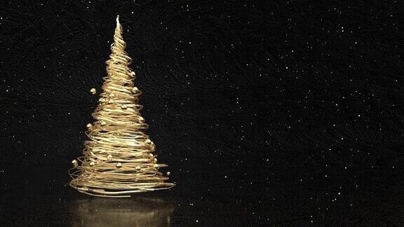 4k抽象的金色圣诞树