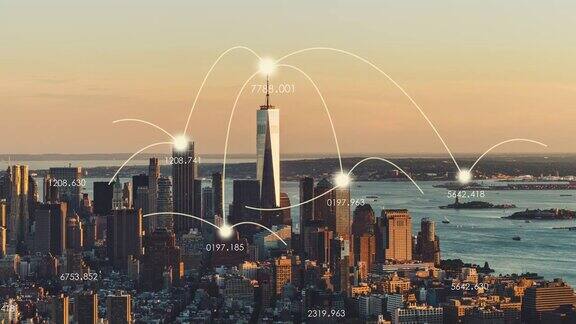 PAN鸟瞰图的城市网络曼哈顿