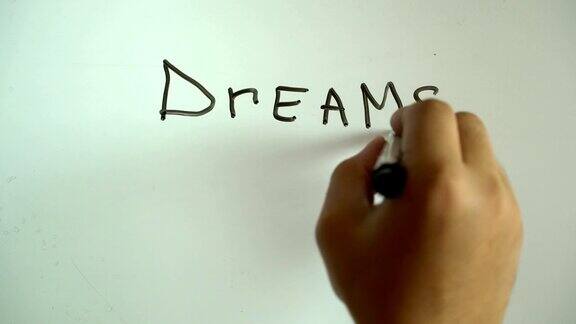 在白板上手写“梦想成真”