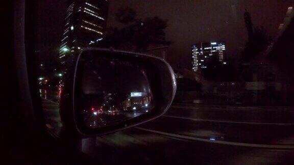 汽车驾驶在雨夜城市-4k-