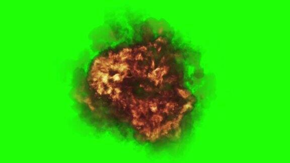 核爆炸上视图绿色屏幕
