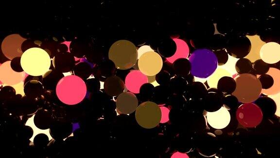 黑色背景上的彩色反光发光球数字动画3d渲染4K超高清分辨率