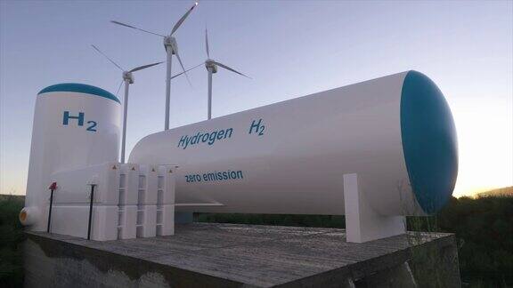 可再生氢能源生产-用于清洁电力、太阳能和风力涡轮机设施的氢气