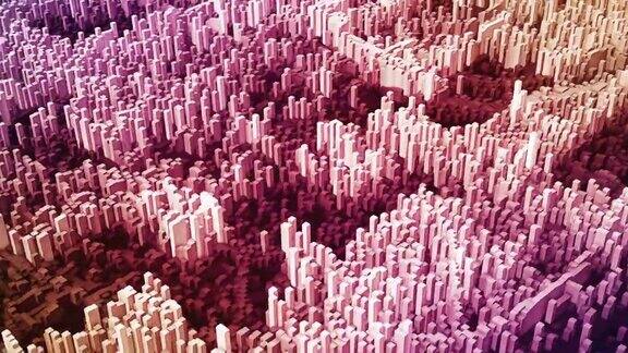 3D智慧城市动画不断上升的摩天大楼