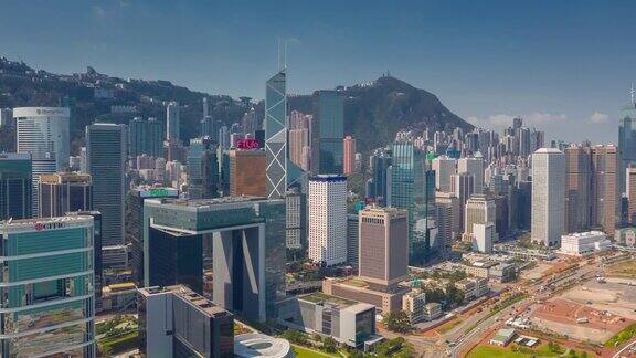香港市区维多利亚山顶城市景观