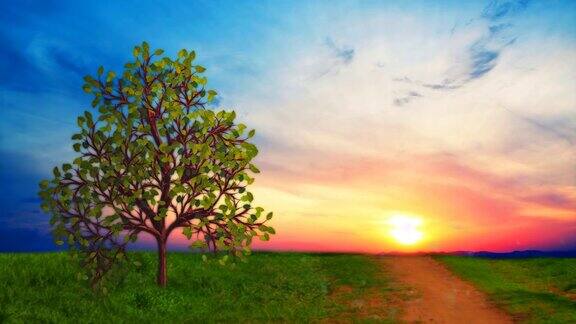 树在黎明时生长