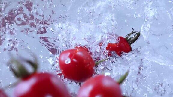 番茄落入水漩涡超级慢动作1000fps