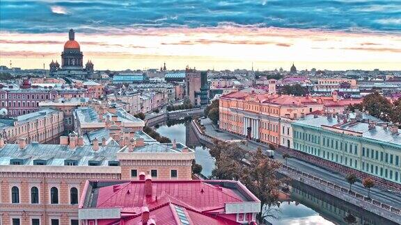 莫斯科市日出鸟瞰图