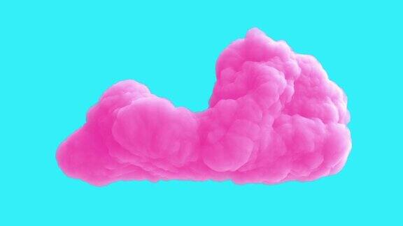粉红色的云孤立在蓝色的背景现实的3d艺术元素在现代定格运动风格最小抽象图形设计时尚循环卡通动画
