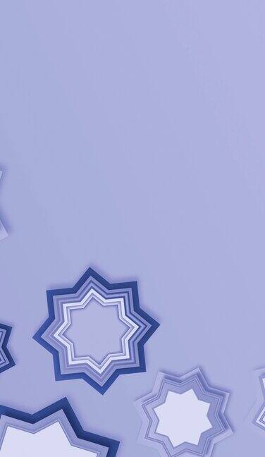 蓝色的伊斯兰斋月背景与月亮和灯笼象征斋戒开斋萨胡尔开斋节Islamıc仪式和传统斋月书法-亚洲阿拉伯图案-伊斯兰背景-几何形状与纹理股票视频