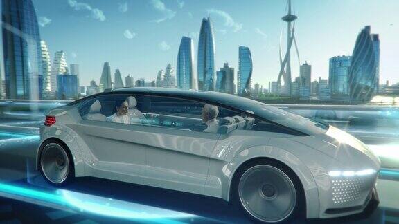 自动驾驶车在未来城市的公路上行驶
