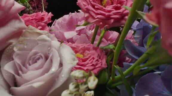 多莉微距拍摄美丽的鲜花花束特写