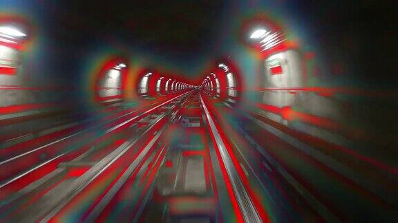 HyperlapsePOV火车在地铁隧道里乘坐