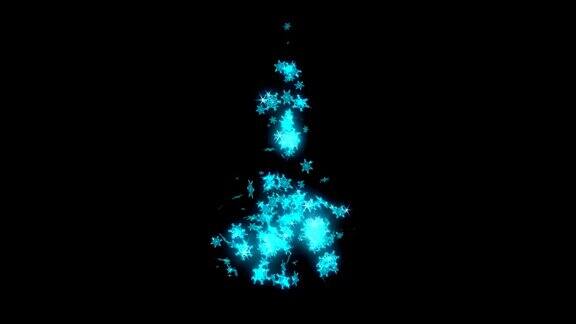 可循环的蓝色雪花闪闪发光的圣诞树形状