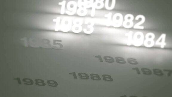 发光数字时间轴:70年代、80年代和90年代