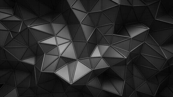 无缝循环黑色数字技术背景低聚形状3d抽象插图