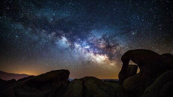 时间流逝:美国加州莫比乌斯拱门上的银河
