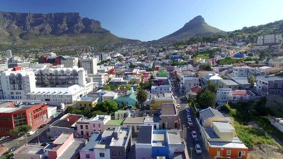 南非开普敦BoKaap房屋上空的航拍