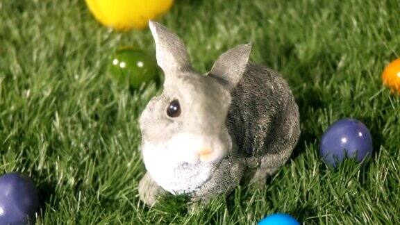 兔子被复活节彩蛋包围着