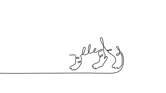 老虎一行视频运动图形动画中国星象2022年动物符号轮廓涂鸦素描卡通动物