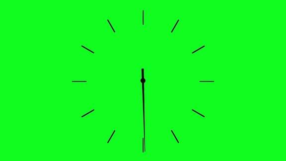 4K时钟旋转在绿色屏幕上观看动画