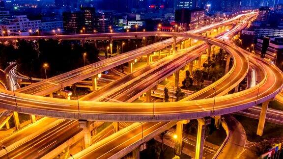 现代城市的和成都的交通夜景时光流逝