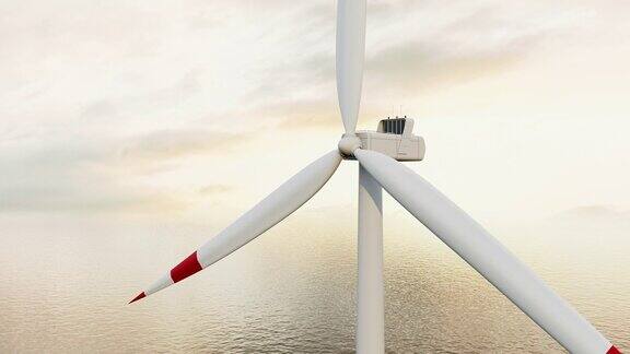 风力涡轮机的螺旋桨旋转绿色电能生产