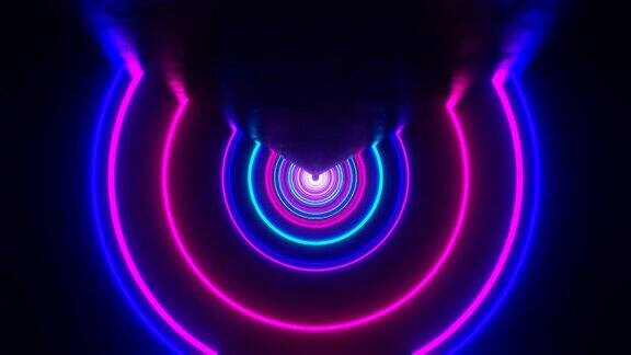 3d渲染无缝VJ循环无限飞行内圈霓虹灯隧道