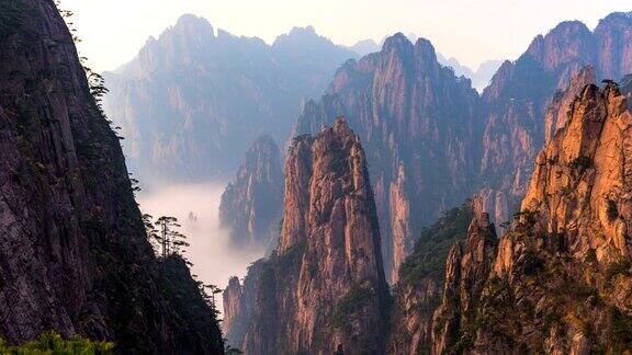 日落风景黄山国家公园雾景(黄山)安徽中国