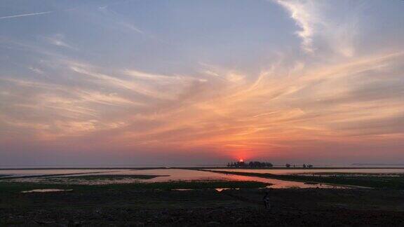 湖南省长沙市洞庭湖美丽的日落