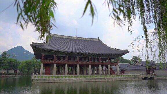 位于首尔的古代朝鲜宫殿Slowmotion拍摄