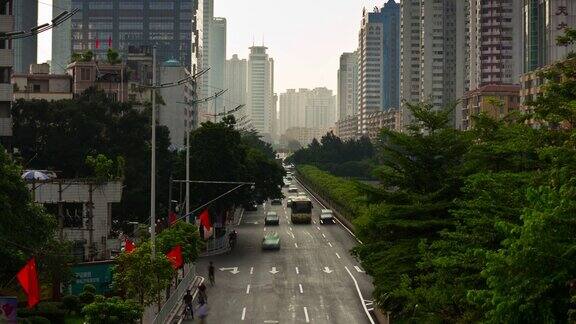 中国广州市交通街道公路桥全景4k时间